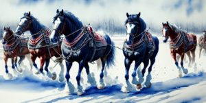 watercolor galloping horses